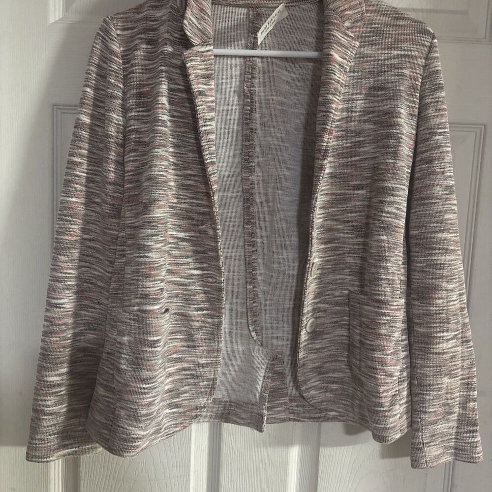 Amina Rubinacci Sweater Blazer Three Button Cotton Blend Gray Size 40 Made Italy